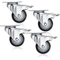 Set de 4 Ruedas Giratorias con Freno- 75mm Diámetro Industriales Ruedas para Muebles- Capacidad de carga máxima 1200 lbs…